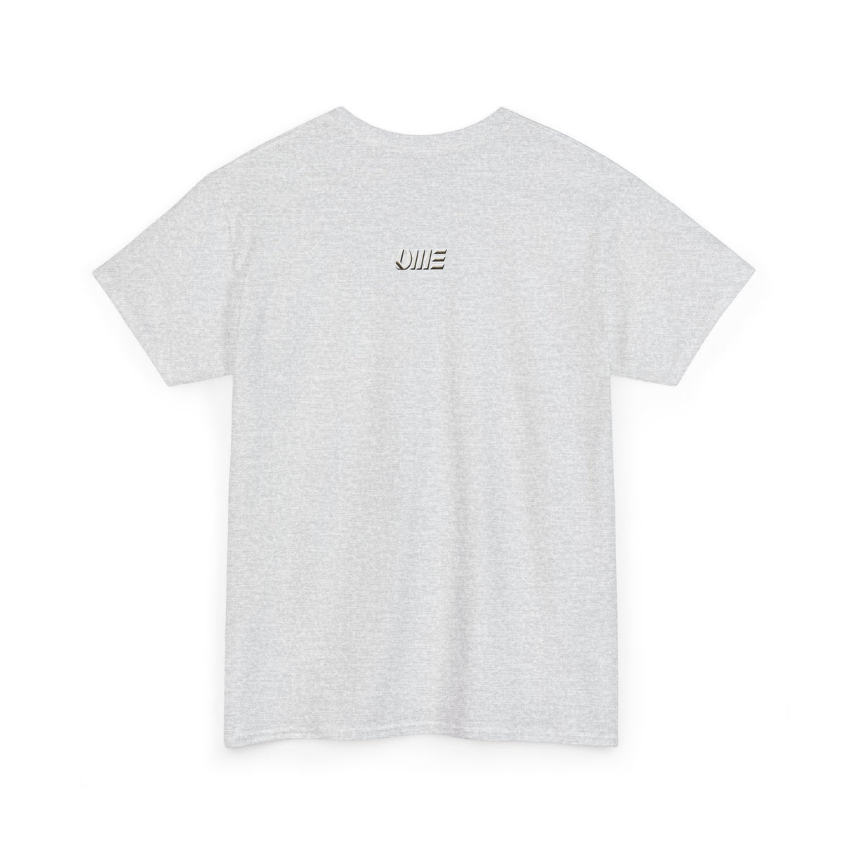 Minimalist string design Fish Tee — Small Chest Fish & Back 'OWE' Graphic