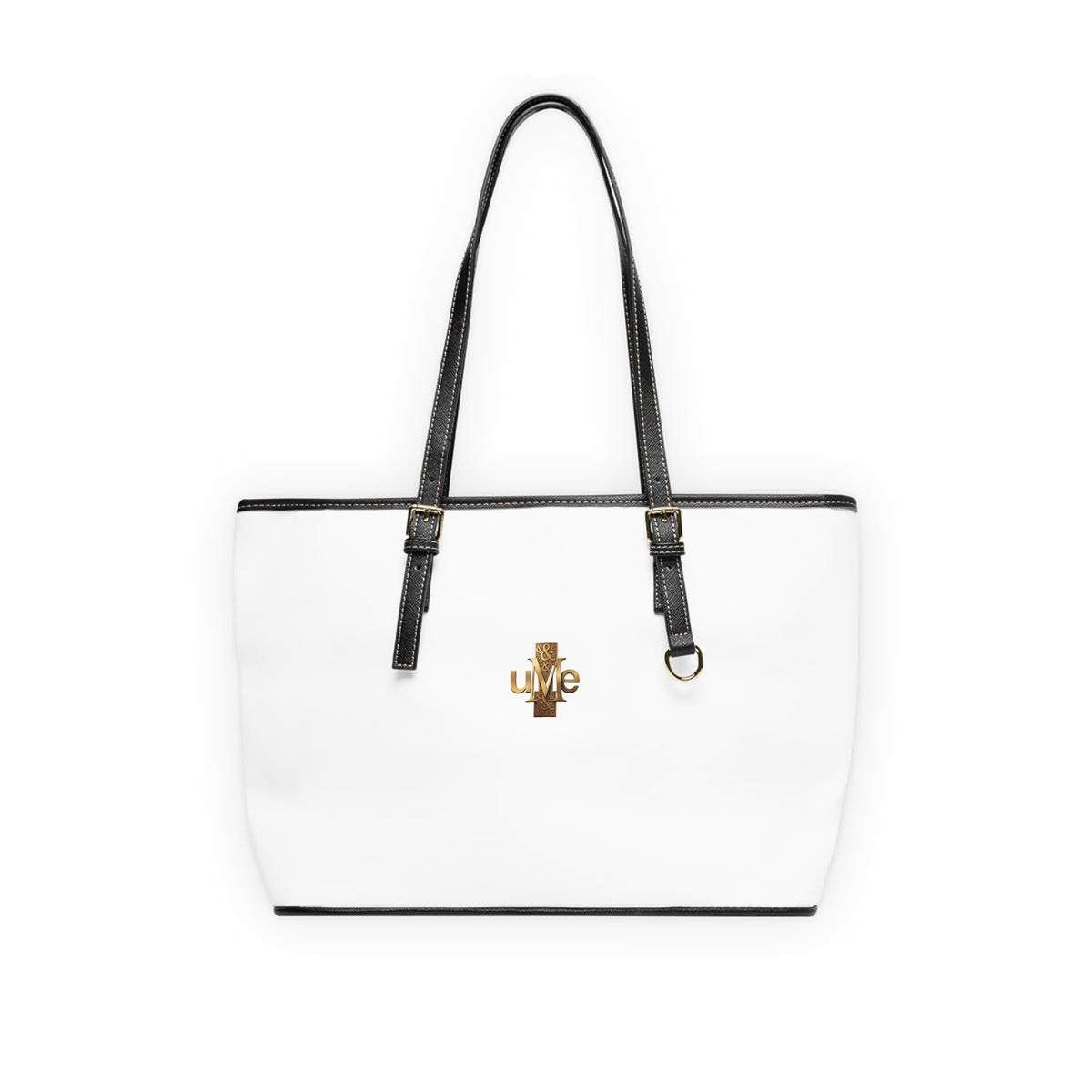 Solid White PU Leather Shoulder Tote — Minimalist Two-Size Handbag