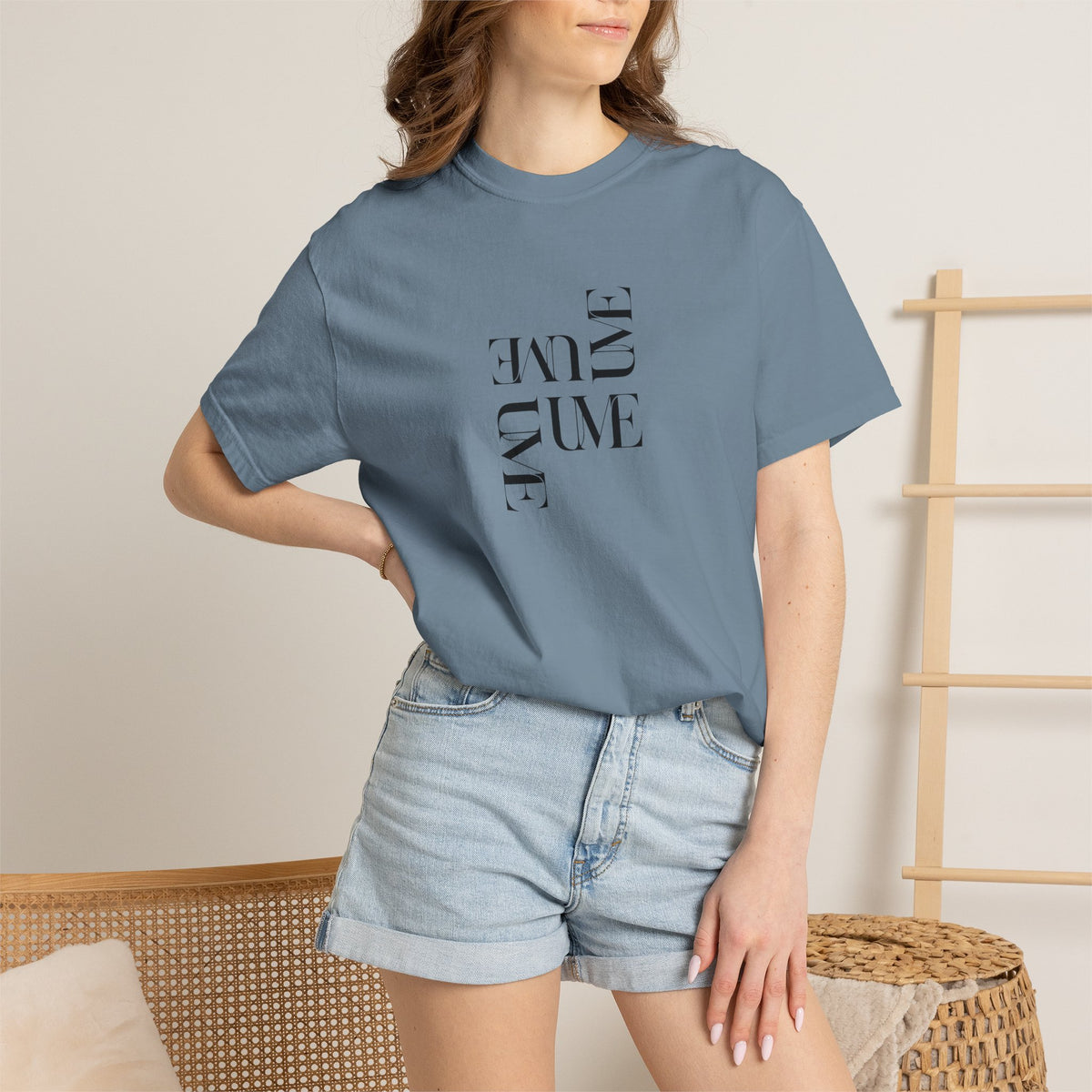 UME Typography Garment-Dyed T-Shirt — White, Ivory & More Colors