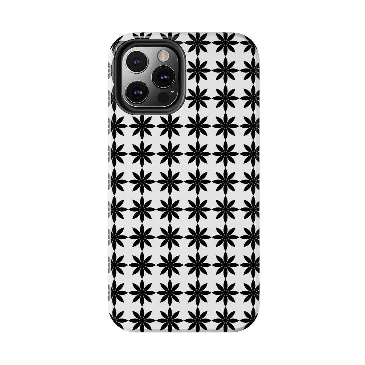 Tough Phone Case — Black & White Geometric Star Pattern