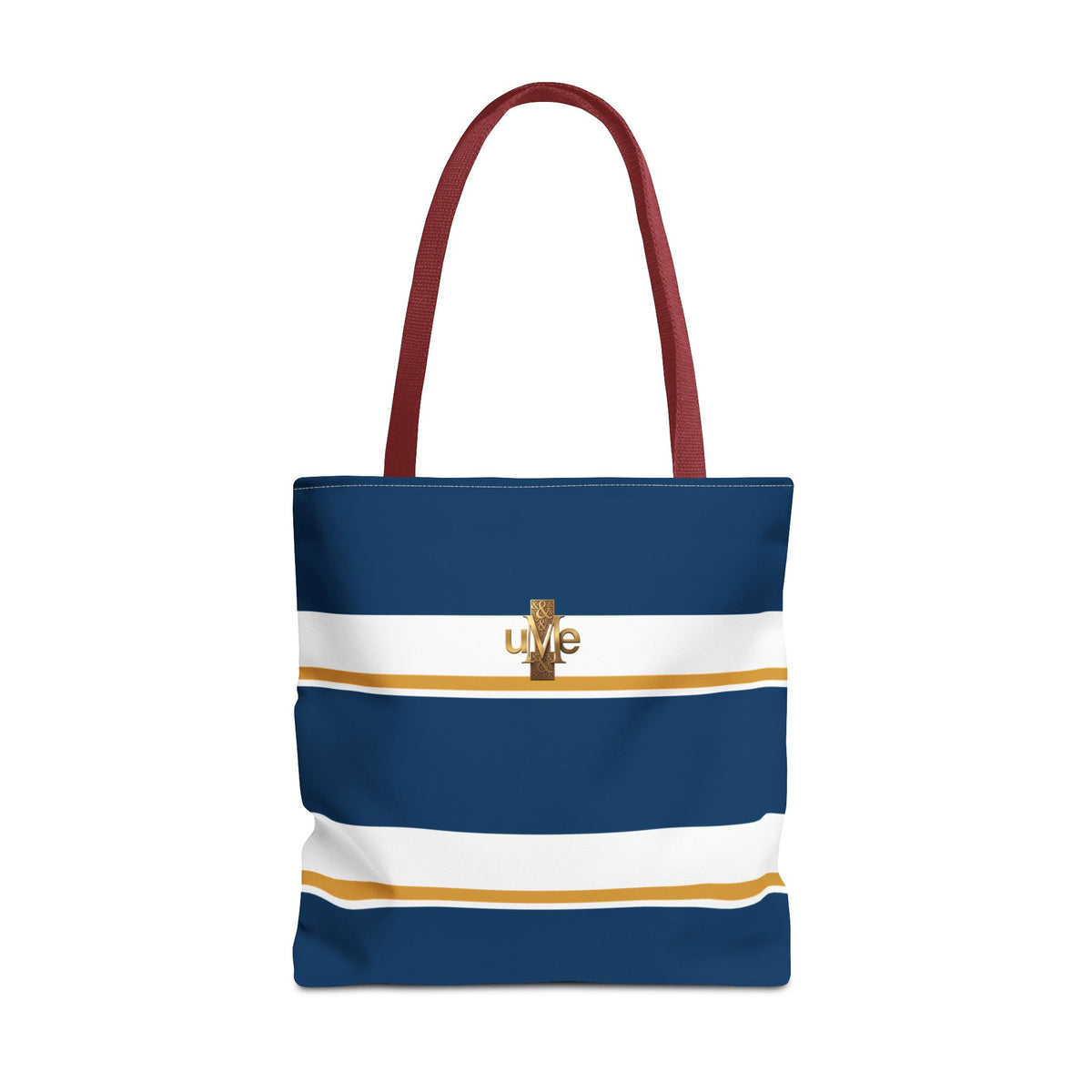 LIVE Cross Tote Bag — Navy & White Stripes with Gold Motif