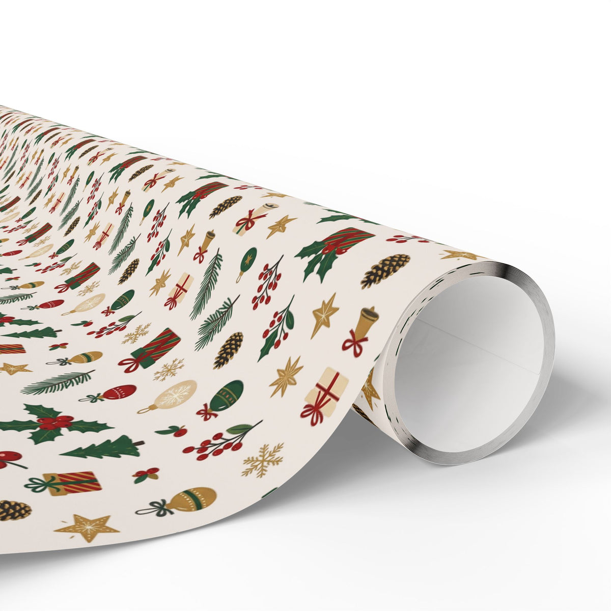 Christmas Pattern Wrapping Paper — Cream Mini Holiday Icons Gift Wrap