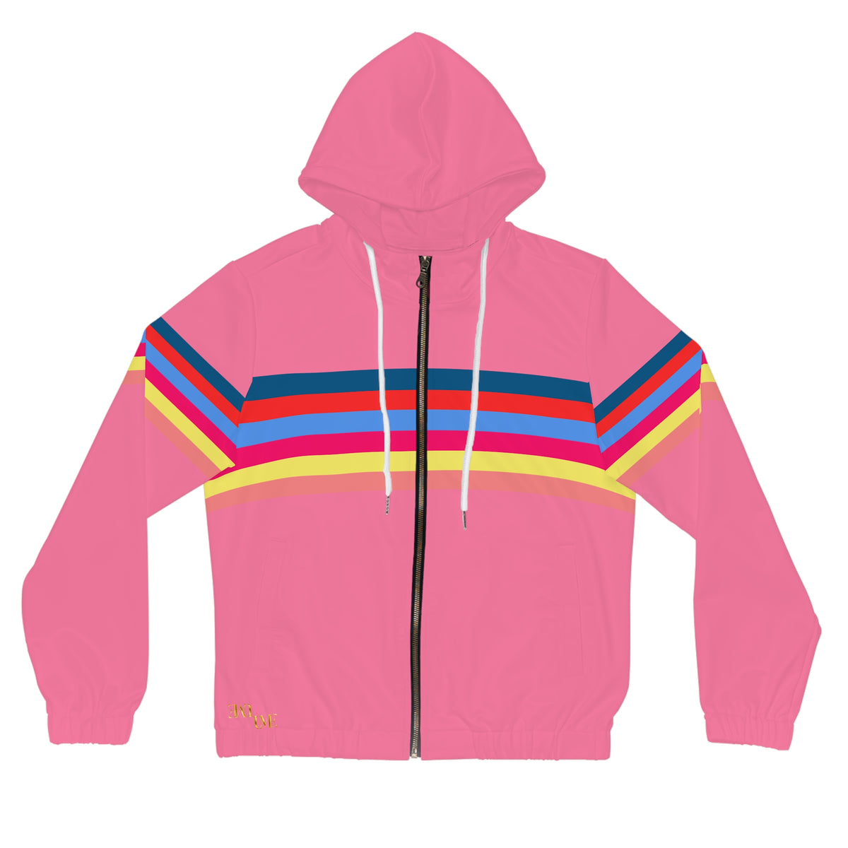 Pink Rainbow Stripe Full-Zip Hoodie