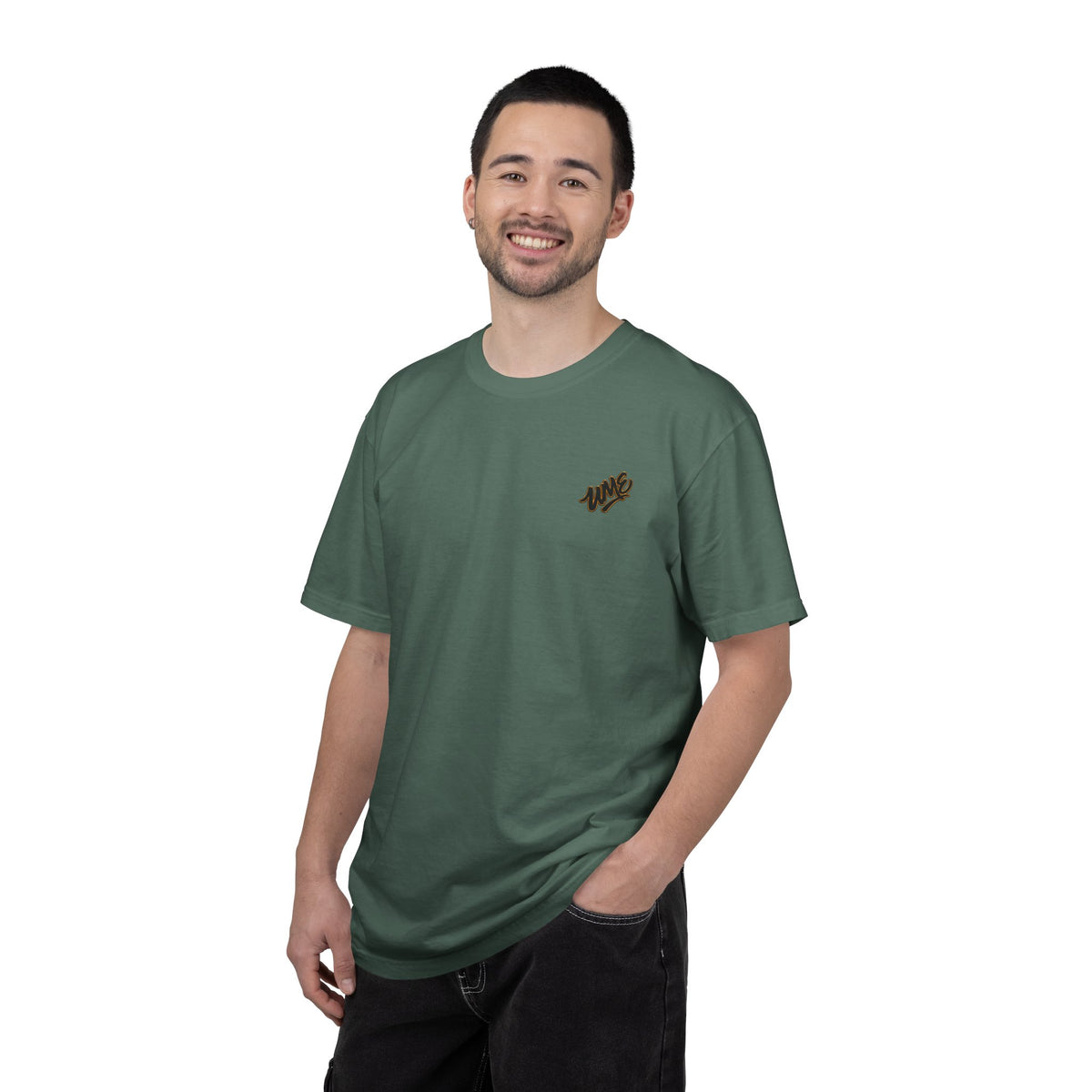 Garment-Dyed Heavyweight Tee — UME Black Logo Front & Back