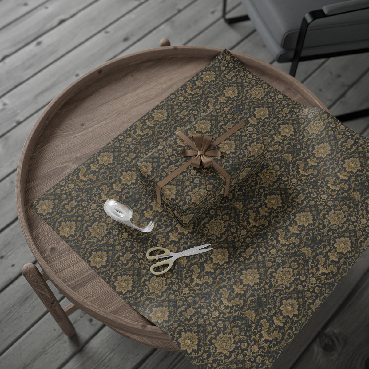 Vintage Black and Gold Damask Wrapping Paper