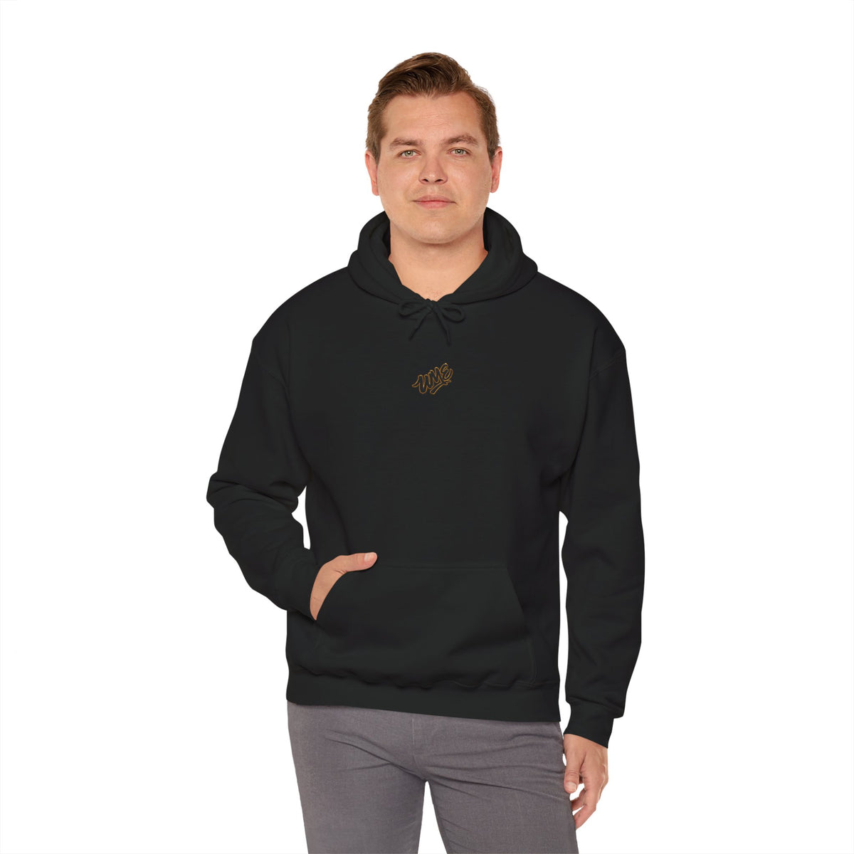 Hoodie — White UME Black Logo All-Over Print
