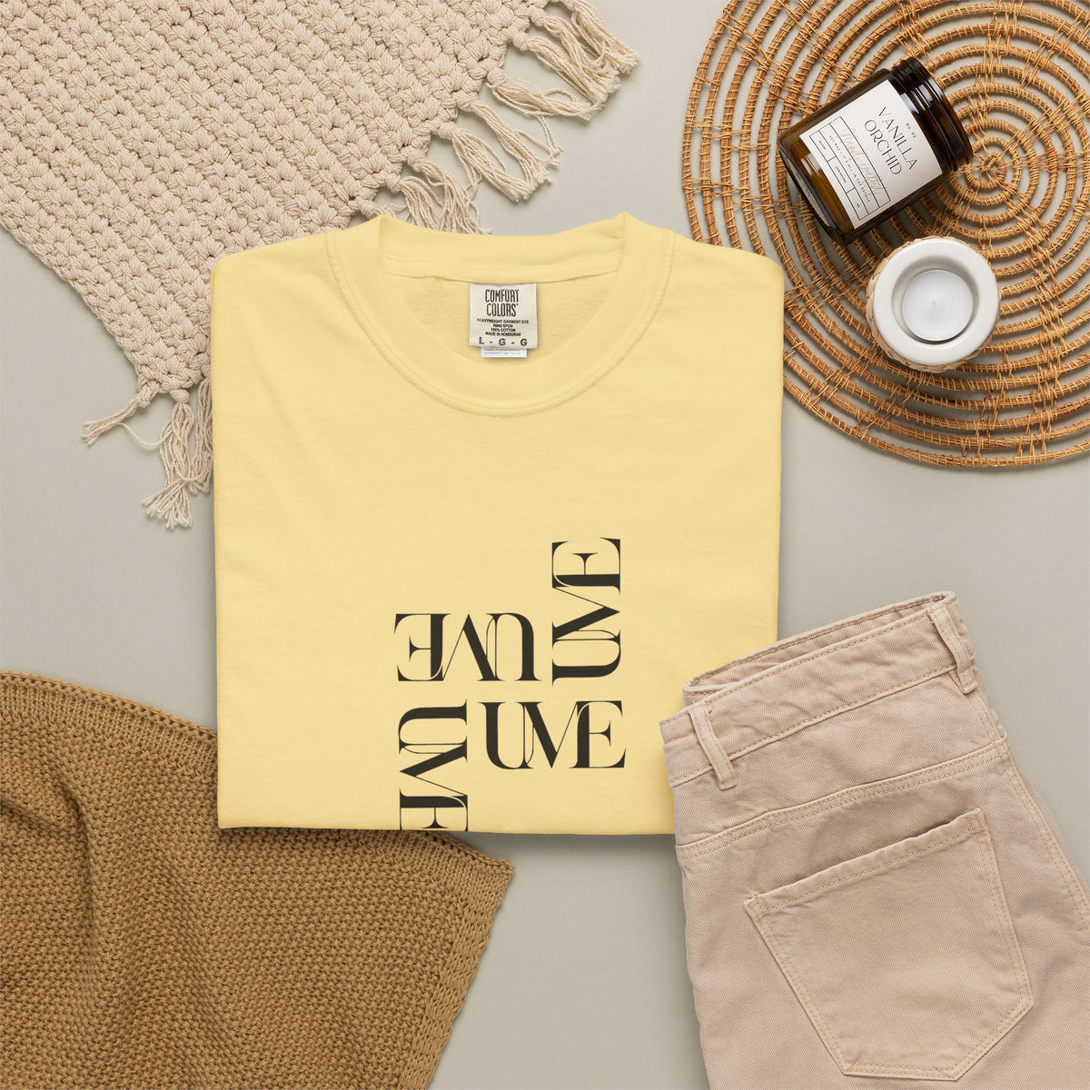 UME Typography Garment-Dyed T-Shirt — White, Ivory & More Colors