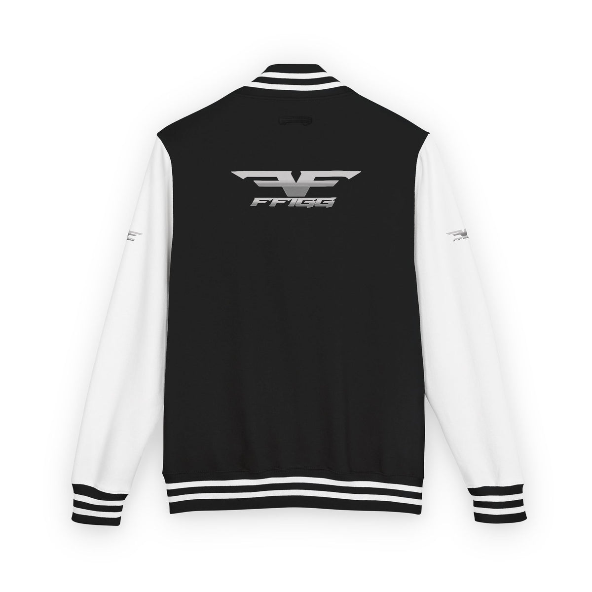 Black and White Varsity Jacket with Winged Logo