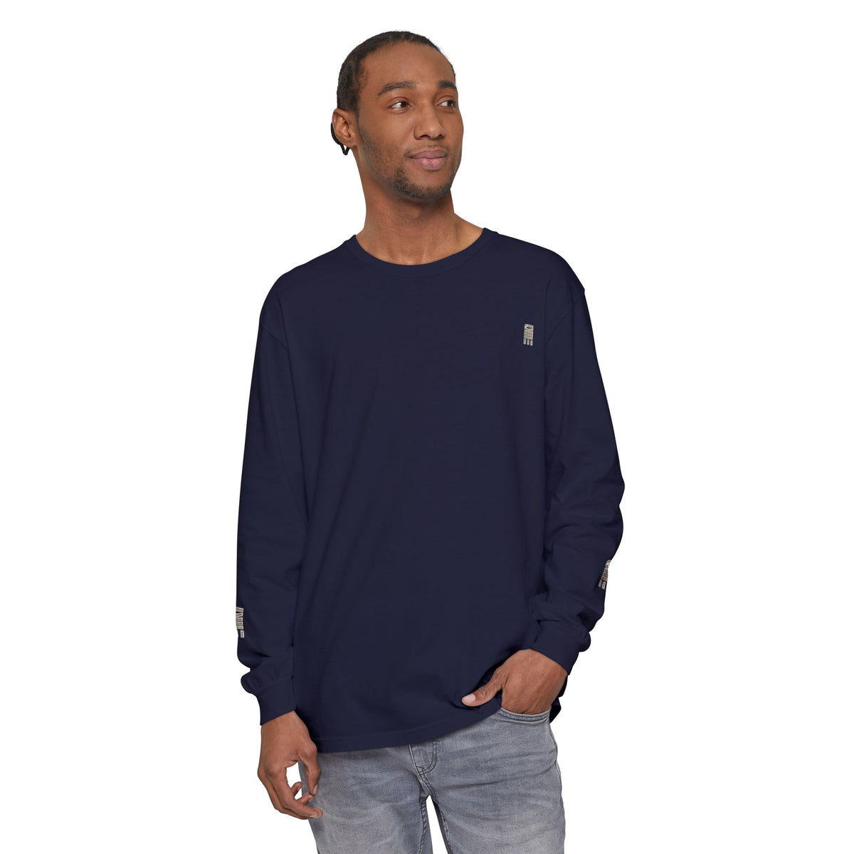 Garment-Dyed Long-Sleeve T-Shirt — Multi-Color Minimal Graphic