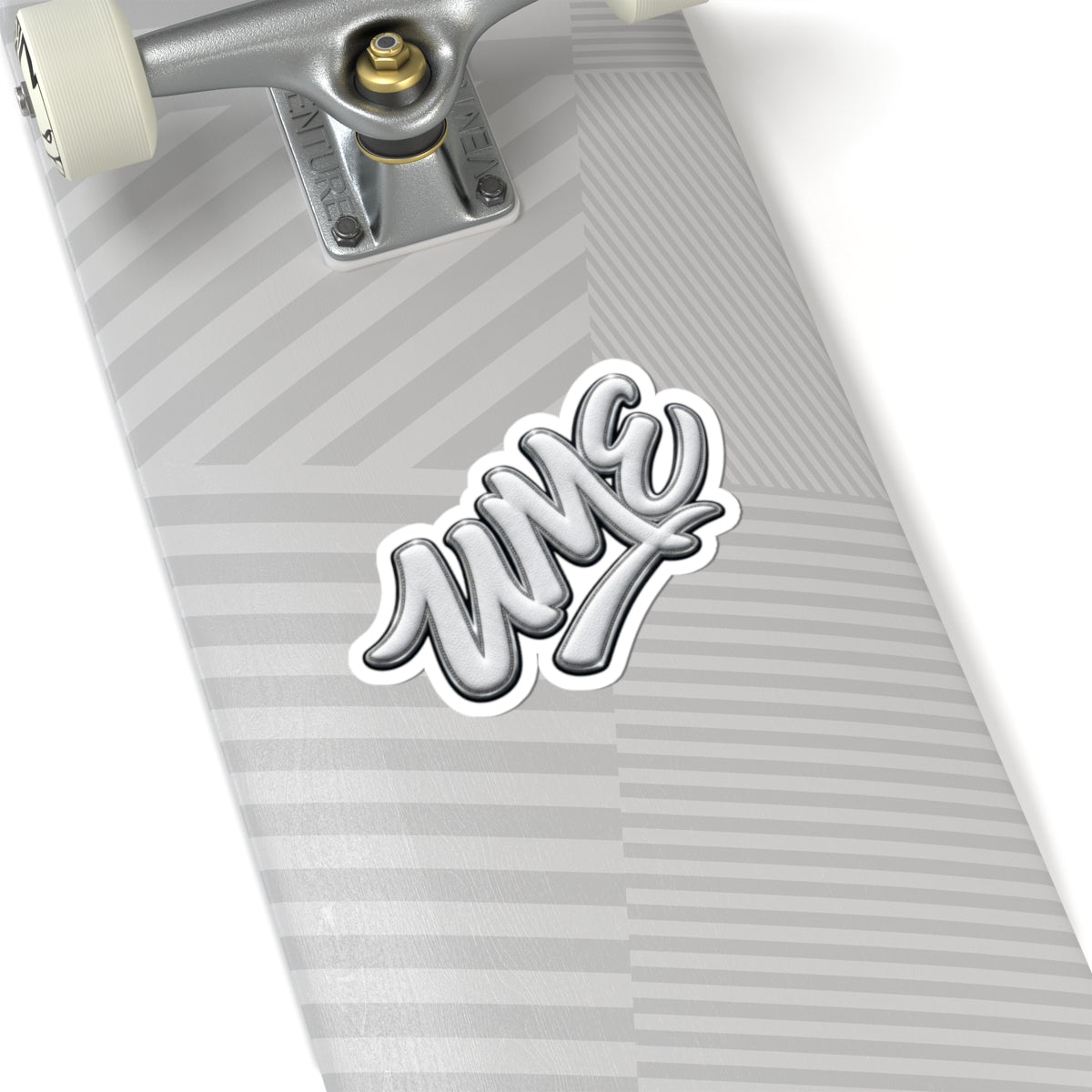 Silver Chrome Graffiti "UME" Kiss-Cut Sticker — Metallic Script Vinyl Decal