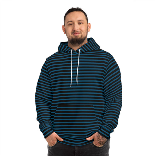 Striped Fashion Hoodie — Black UME All-Over Print Casual Pullover