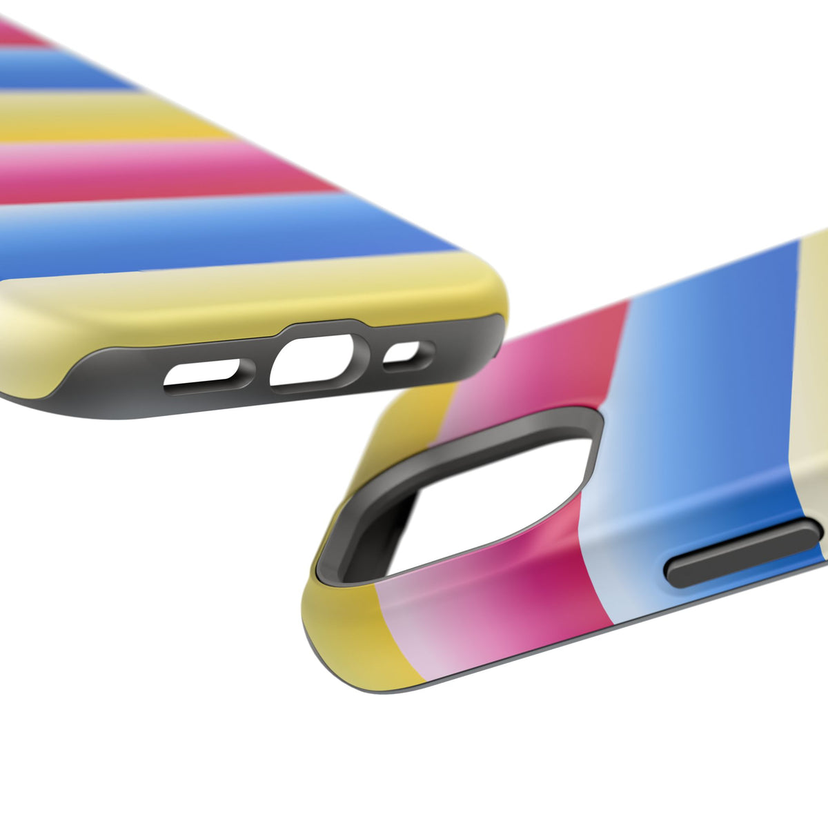 Striped Magnetic Impact-Resistant Phone Case — Colorful Pink Blue Yellow Protection