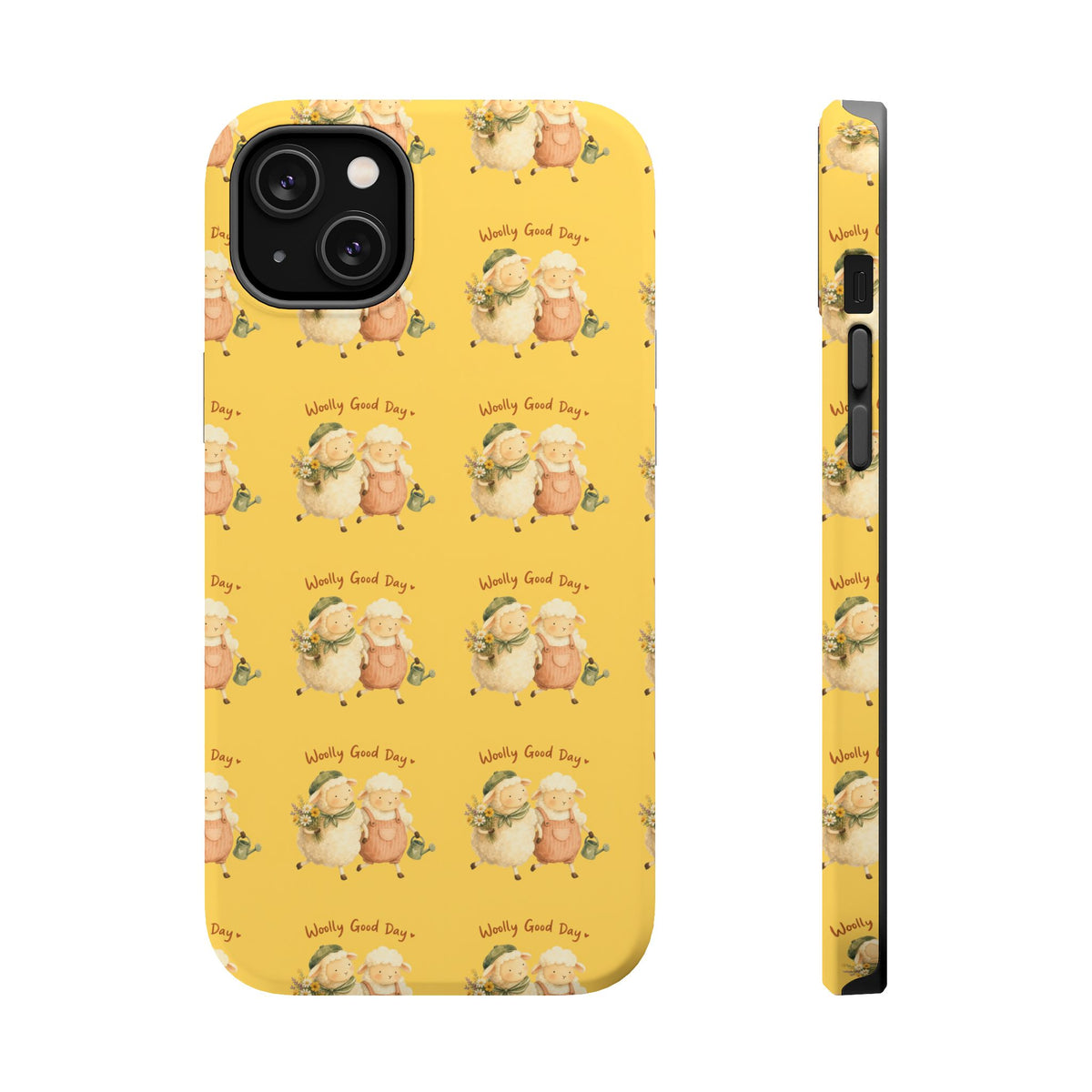 "Woolly Good Day" Phone Case — Yellow Sheep Pattern Magnetic Impact-Resistant Cover