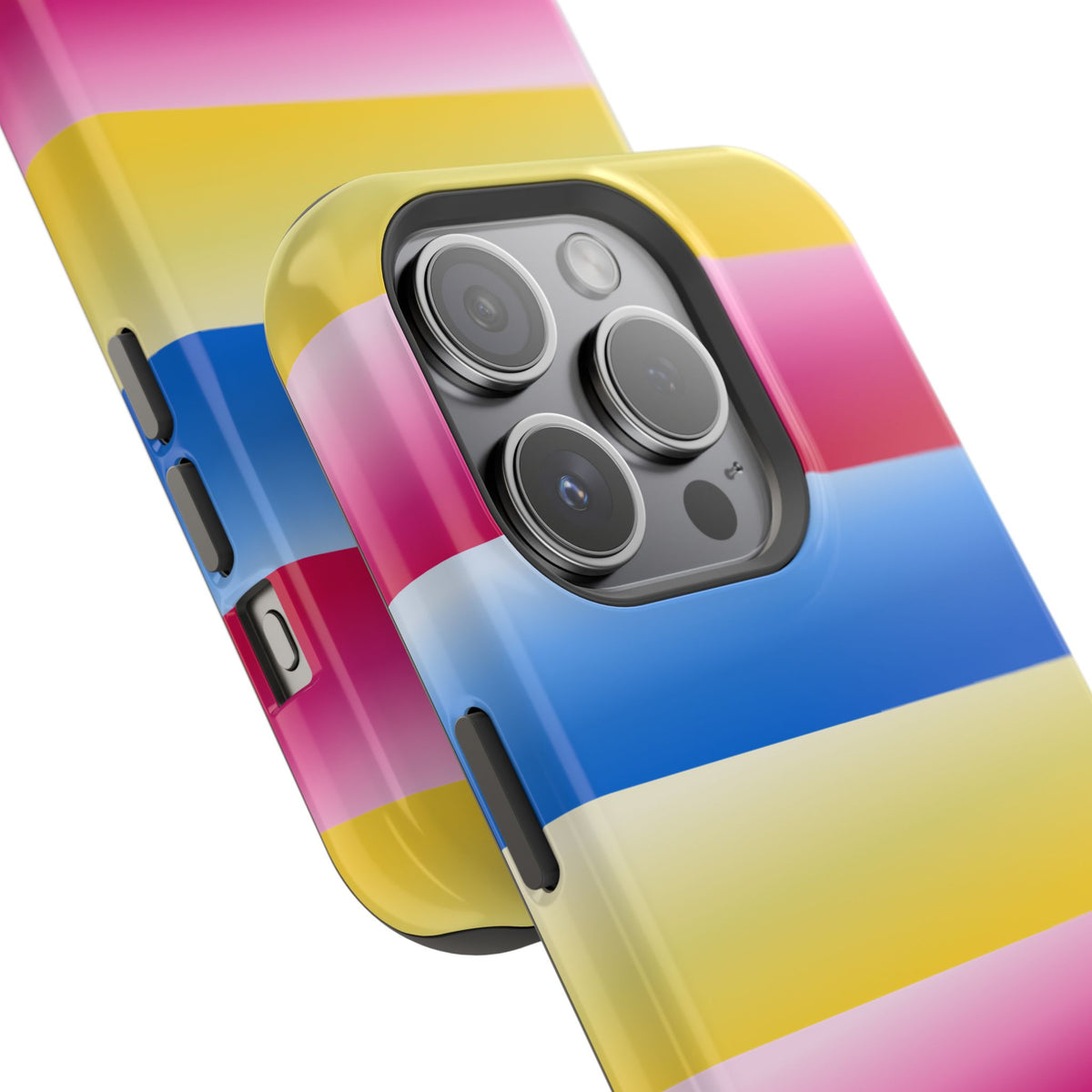 Striped Magnetic Impact-Resistant Phone Case — Colorful Pink Blue Yellow Protection