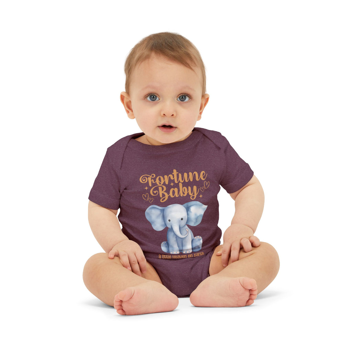 Fortune Baby Elephant Infant Onesie — Cute Blue Elephant Baby Bodysuit