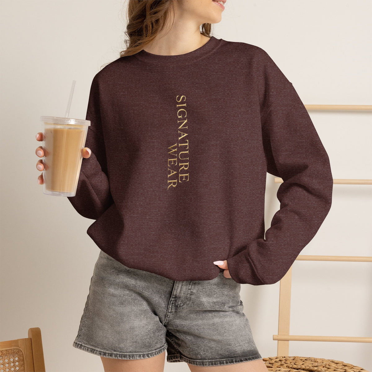 Signature Wear Minimalist Crewneck Sweatshirt — Black, Sand & More
