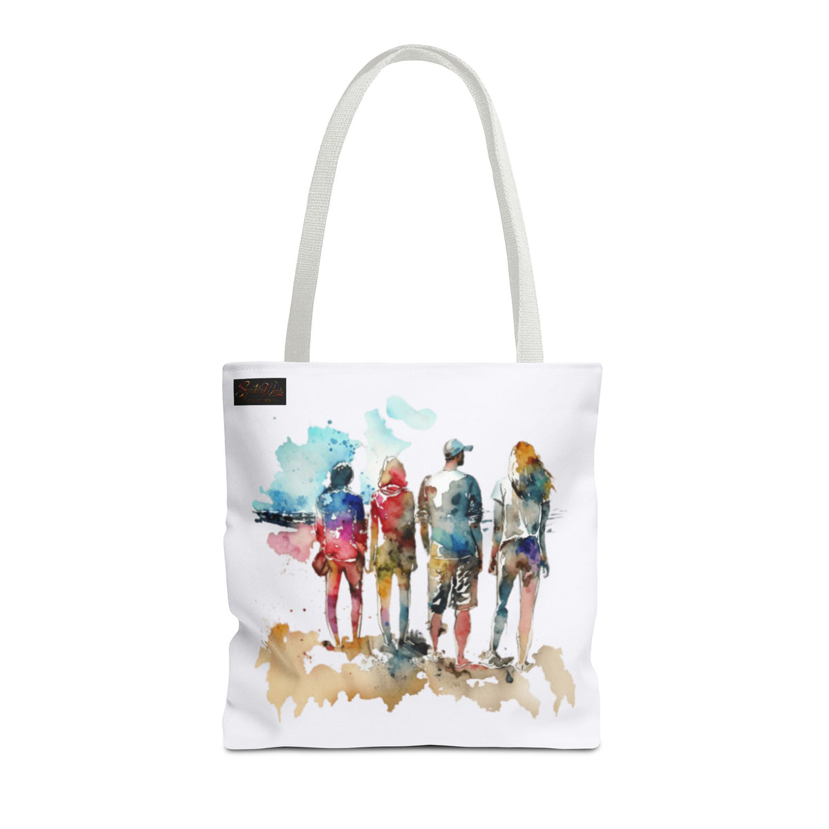 Watercolor Beach Friends Tote Bag — Colorful Group Silhouette Art Tote