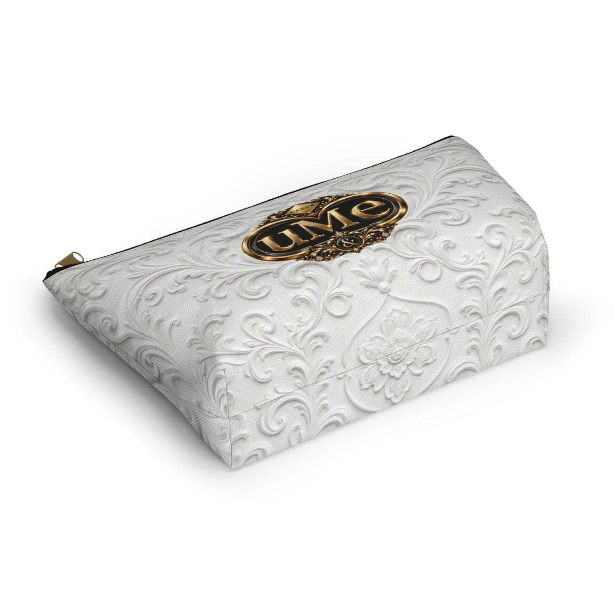 White UME Gold Crest Accessory Pouch — All-Over Print