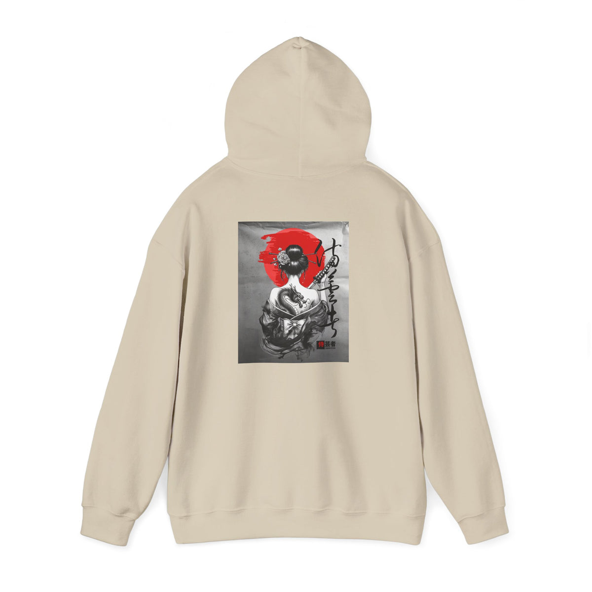 Samurai Poppy Hoodie — Japanese Ink Art Hooded Sweatshirt