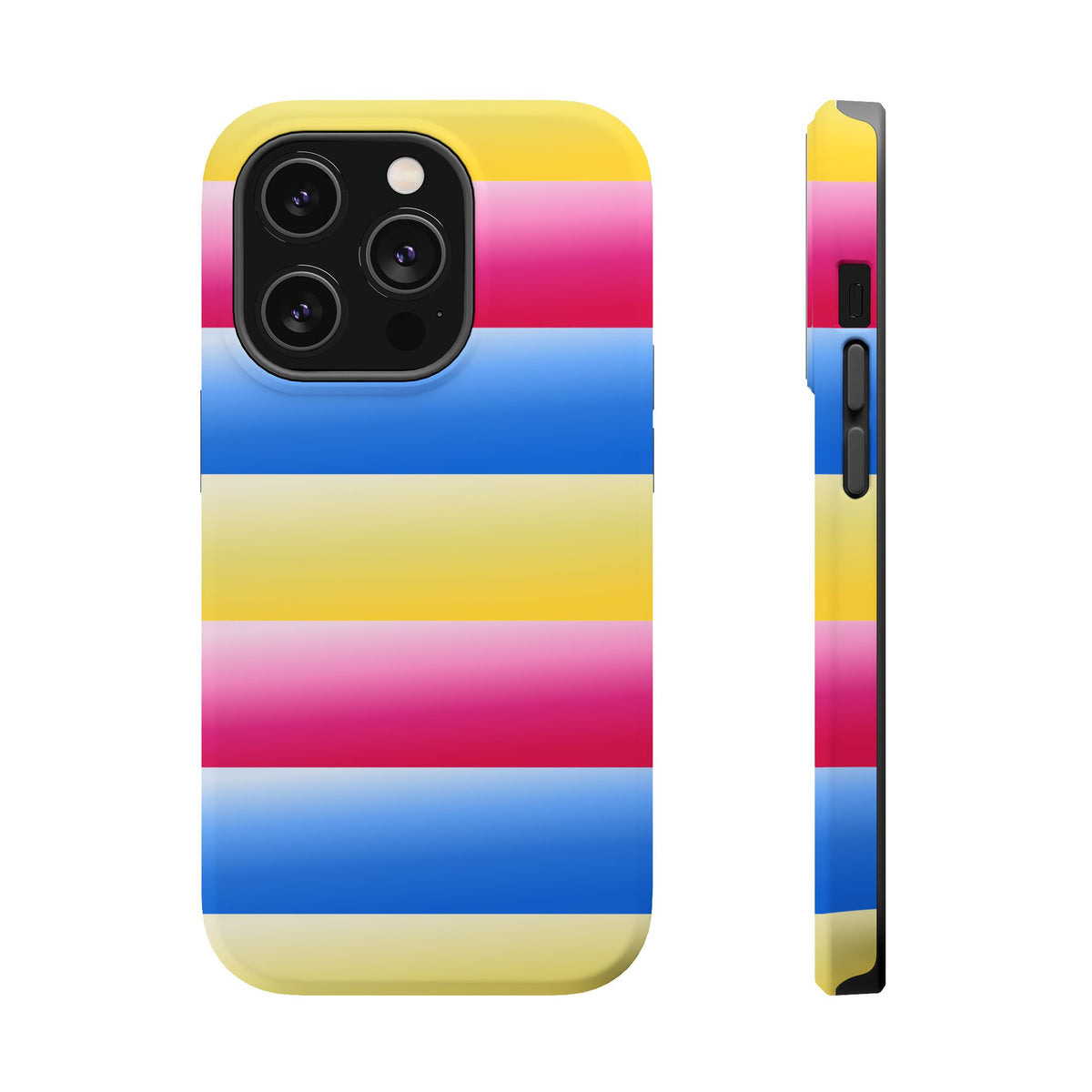 Striped Magnetic Impact-Resistant Phone Case — Colorful Pink Blue Yellow Protection