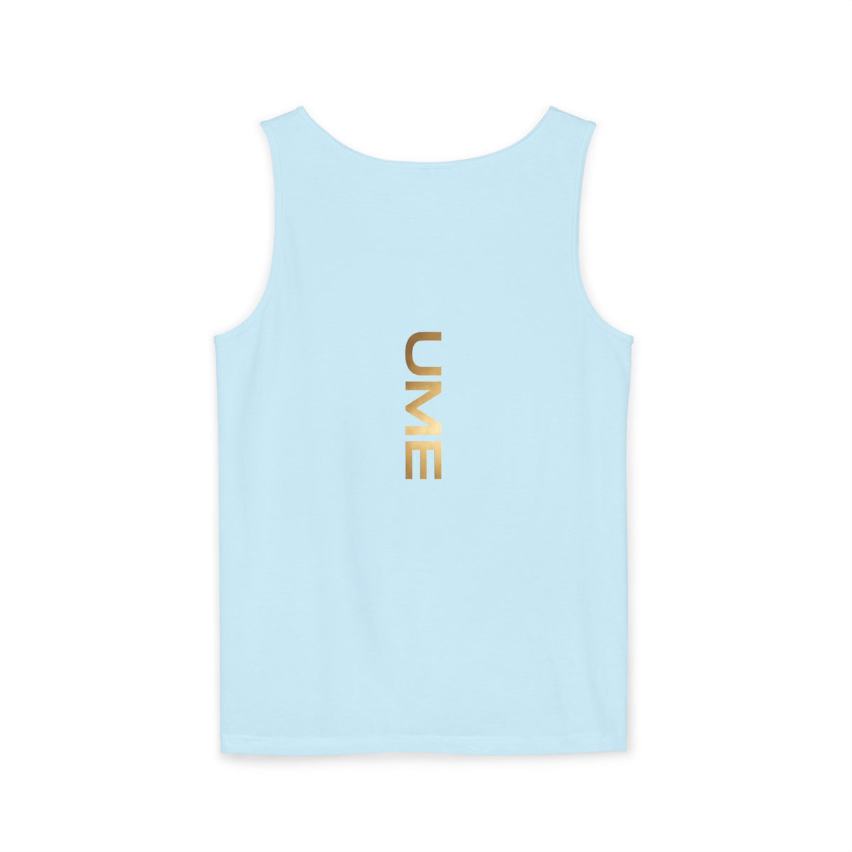 UME Gold Vertical Logo Tank Top – Garment-Dyed Unisex Muscle Tee