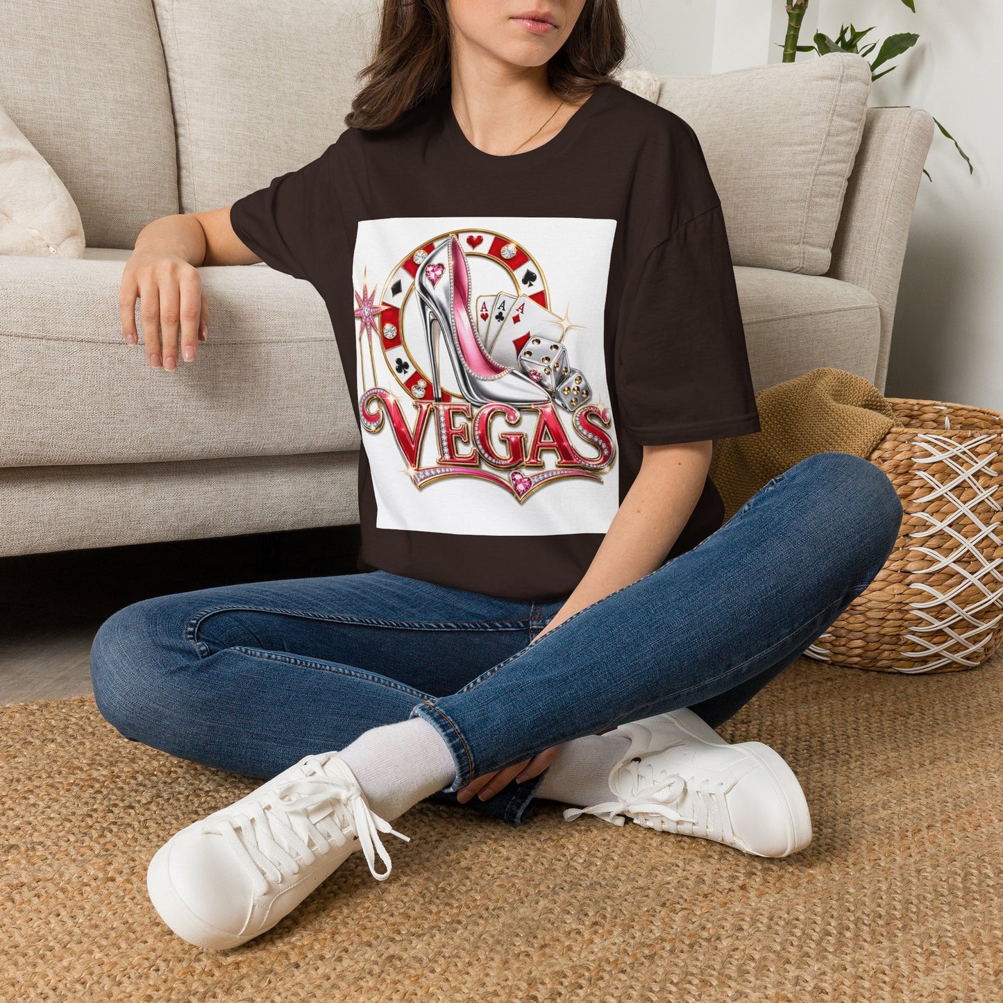 Las Vegas Casino Heels T-Shirt – Retro Vegas Cards & Dice Graphic