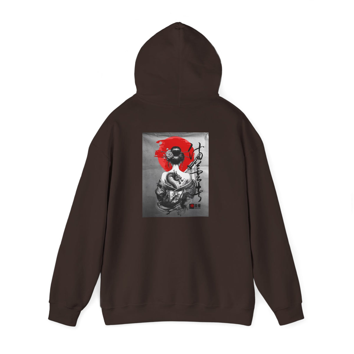 Samurai Poppy Hoodie — Japanese Ink Art Hooded Sweatshirt