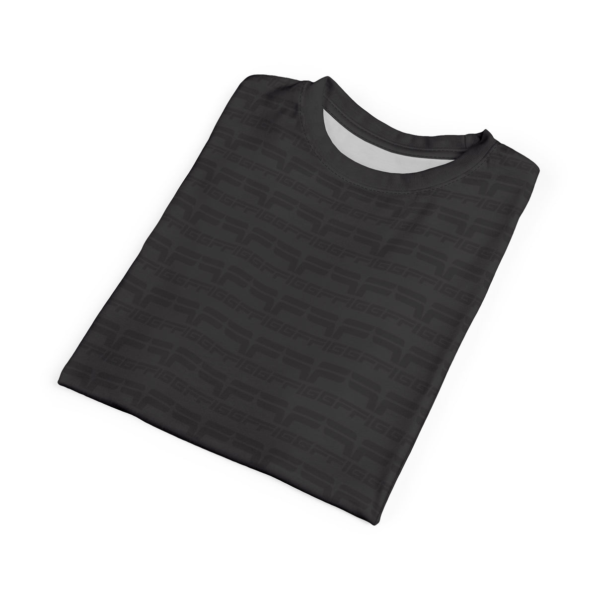 Black Patterned Graphic Tee — Tonal All-Over Print
