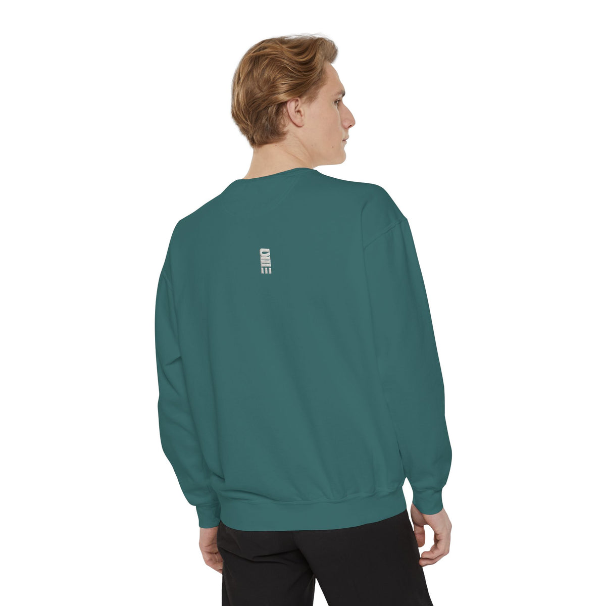 Garment-Dyed Crewneck Sweatshirt — Multi-Color Minimal Graphic
