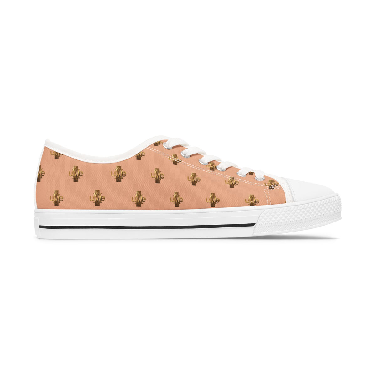 Women’s Low-Top Sneakers — Light Peach All-Over Print
