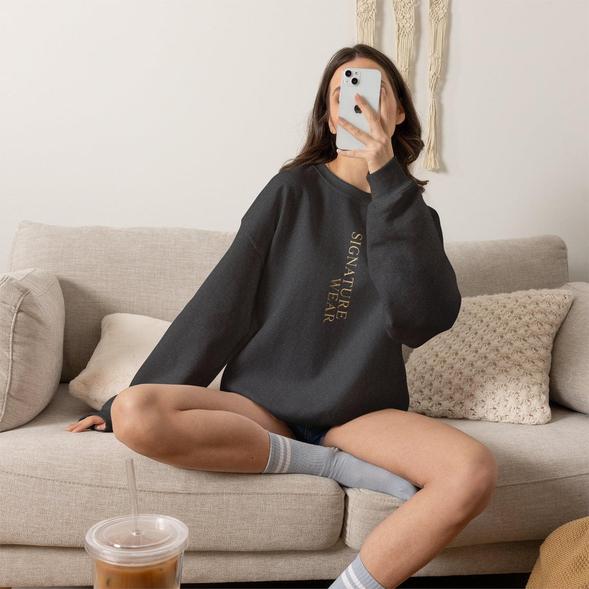 Signature Wear Minimalist Crewneck Sweatshirt — Black, Sand & More