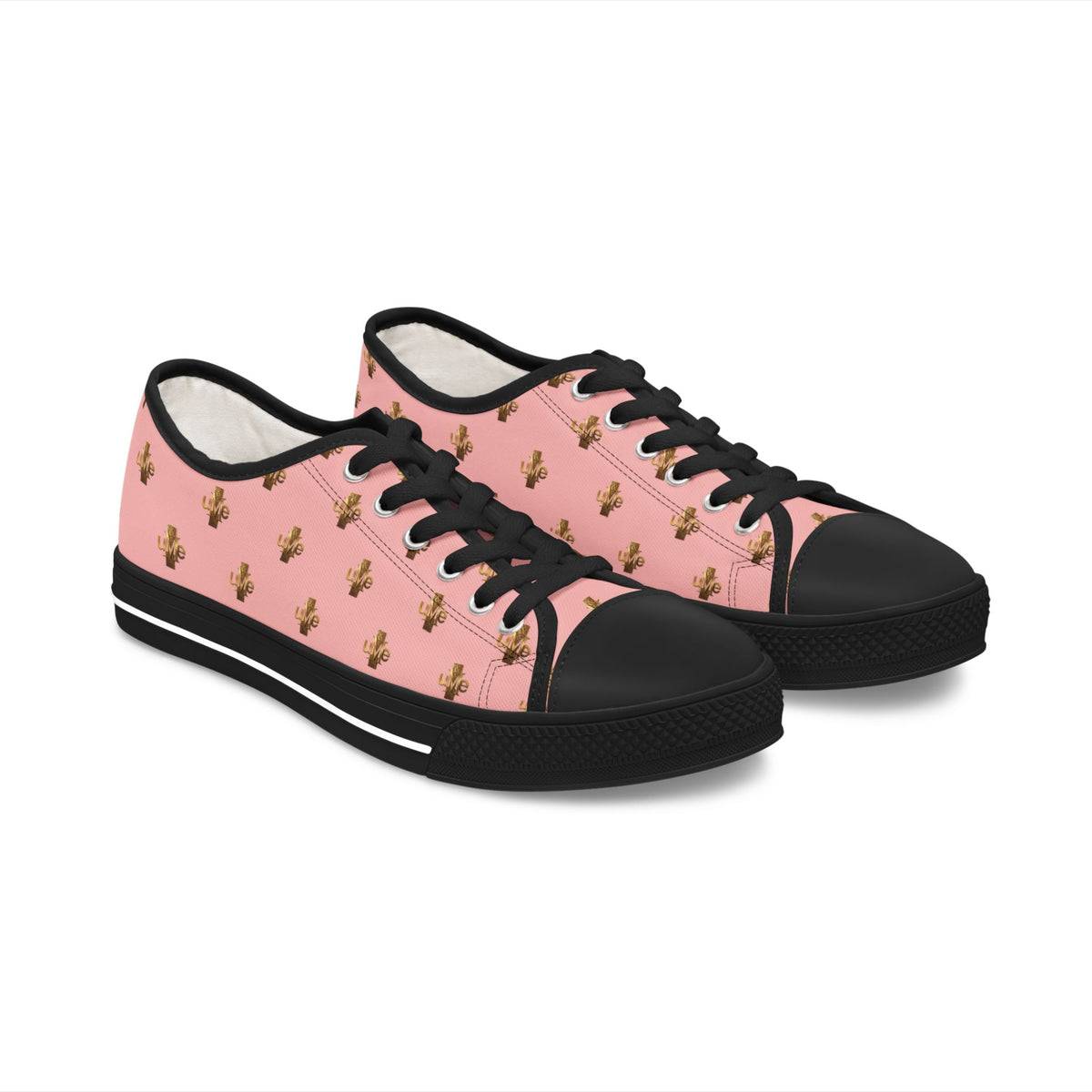 Women’s Low-Top Sneakers — Pink All-Over Print