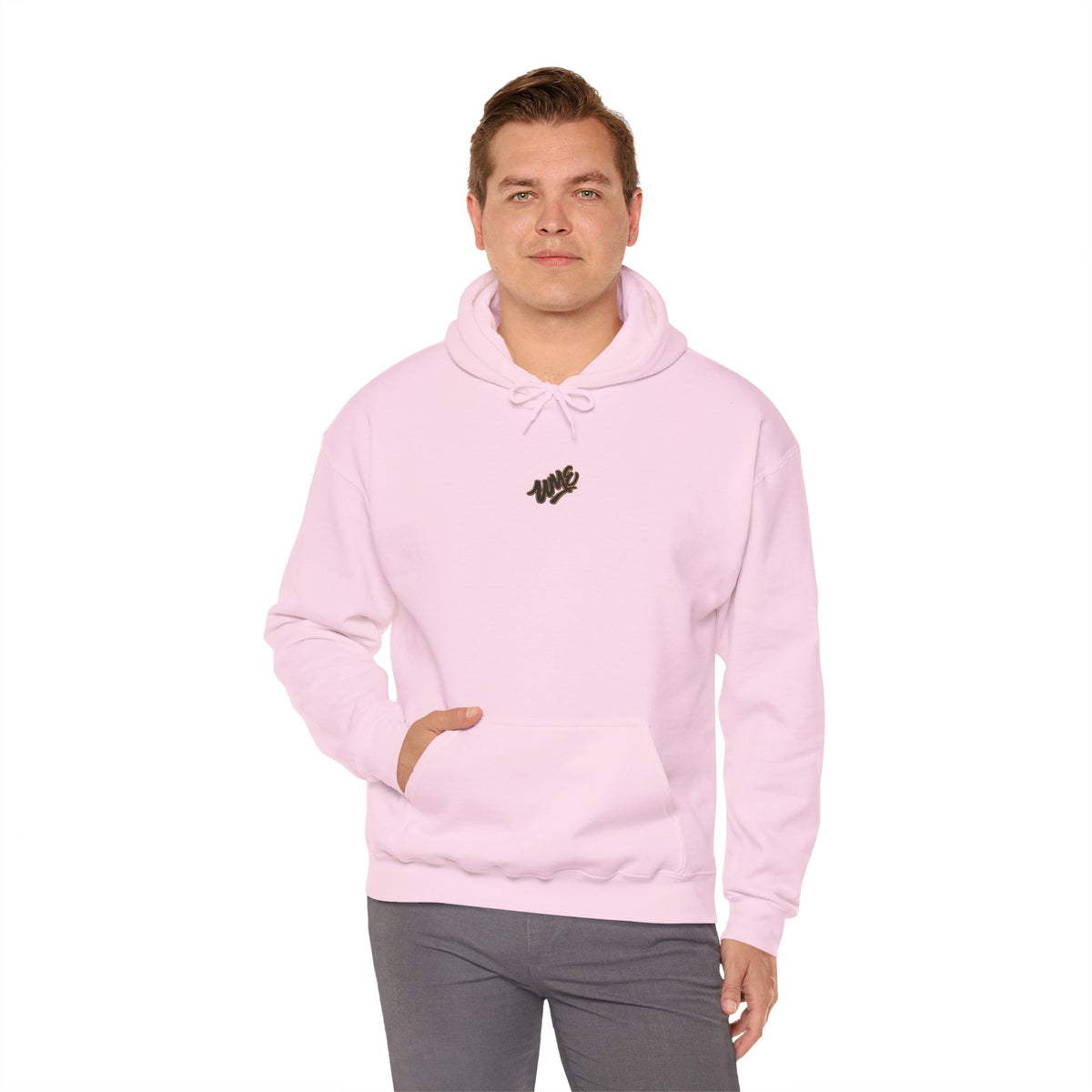 Hoodie — White UME Black Logo All-Over Print