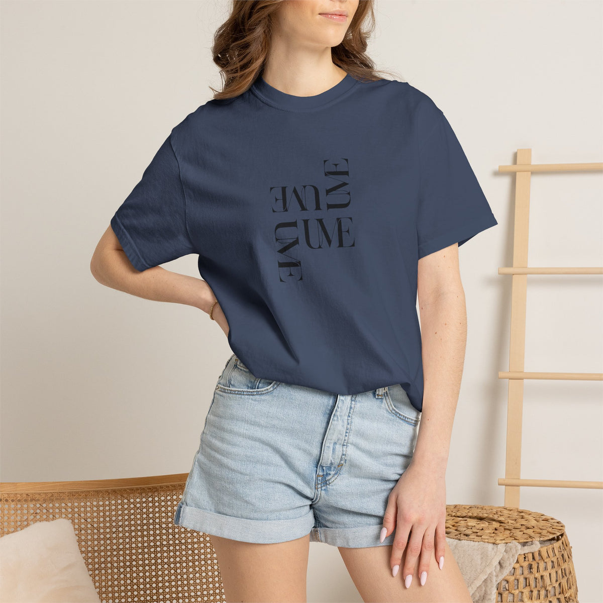 UME Typography Garment-Dyed T-Shirt — White, Ivory & More Colors