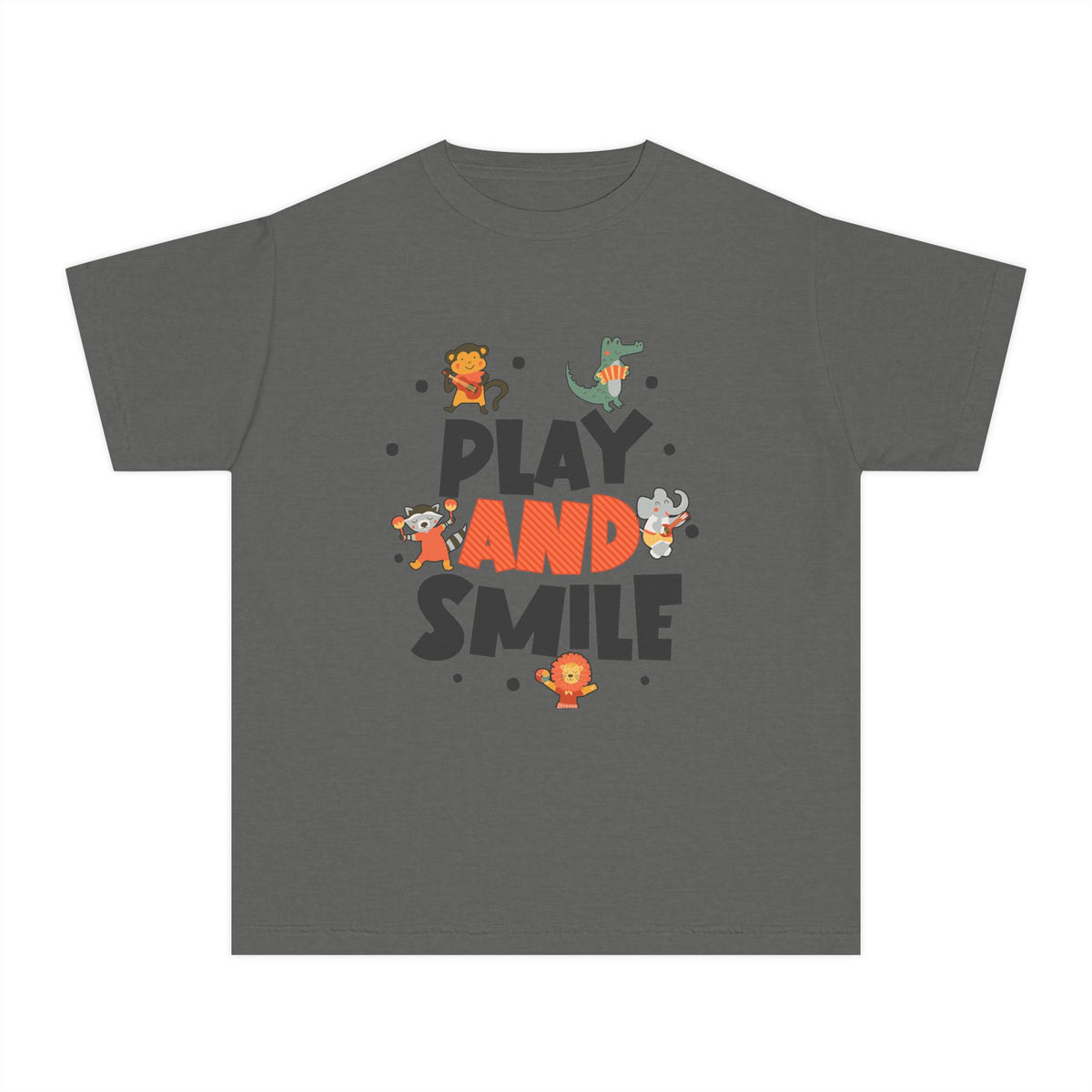 Play and Smile Youth Tee — Cute Animal Playtime Kids T‑Shirt