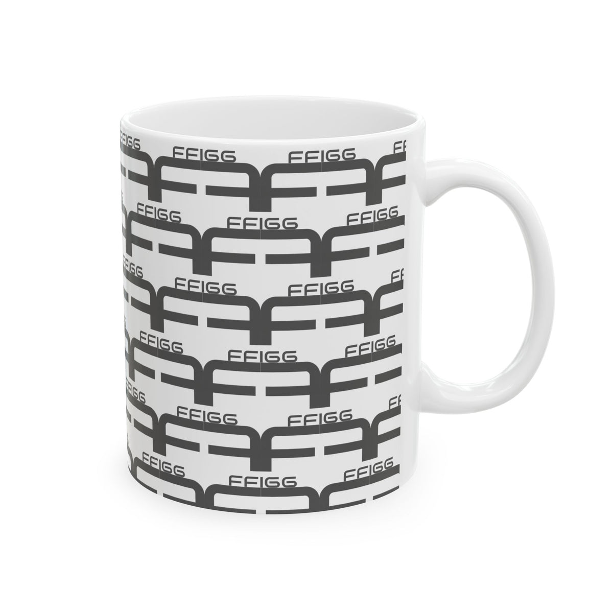 FFiGG Geometric Pattern Ceramic Mug — White