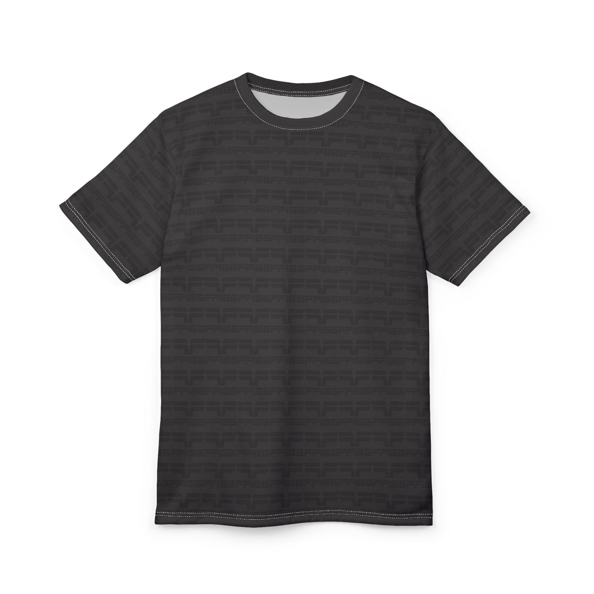 Black Patterned Graphic Tee — Tonal All-Over Print