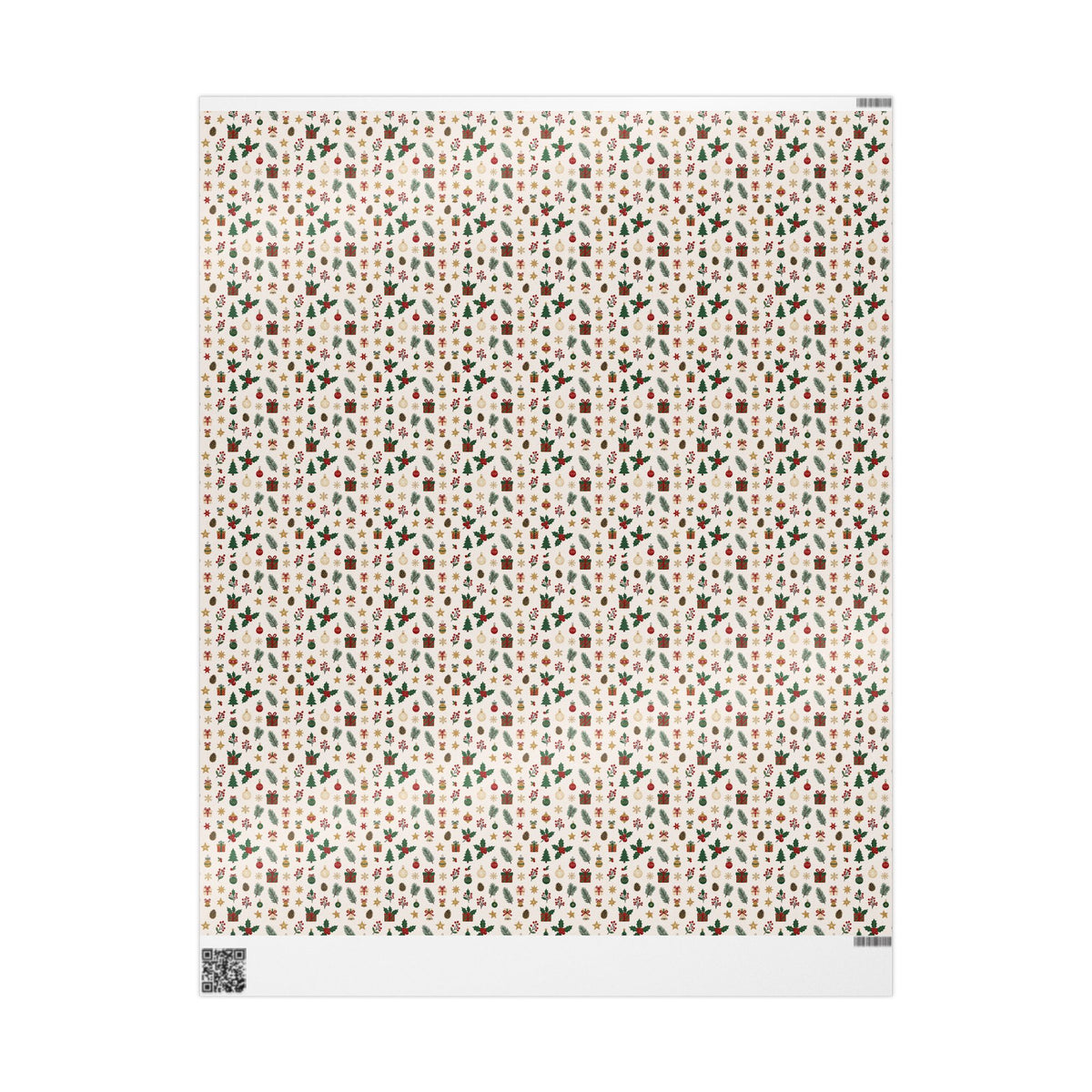 Christmas Pattern Wrapping Paper — Cream Mini Holiday Icons Gift Wrap