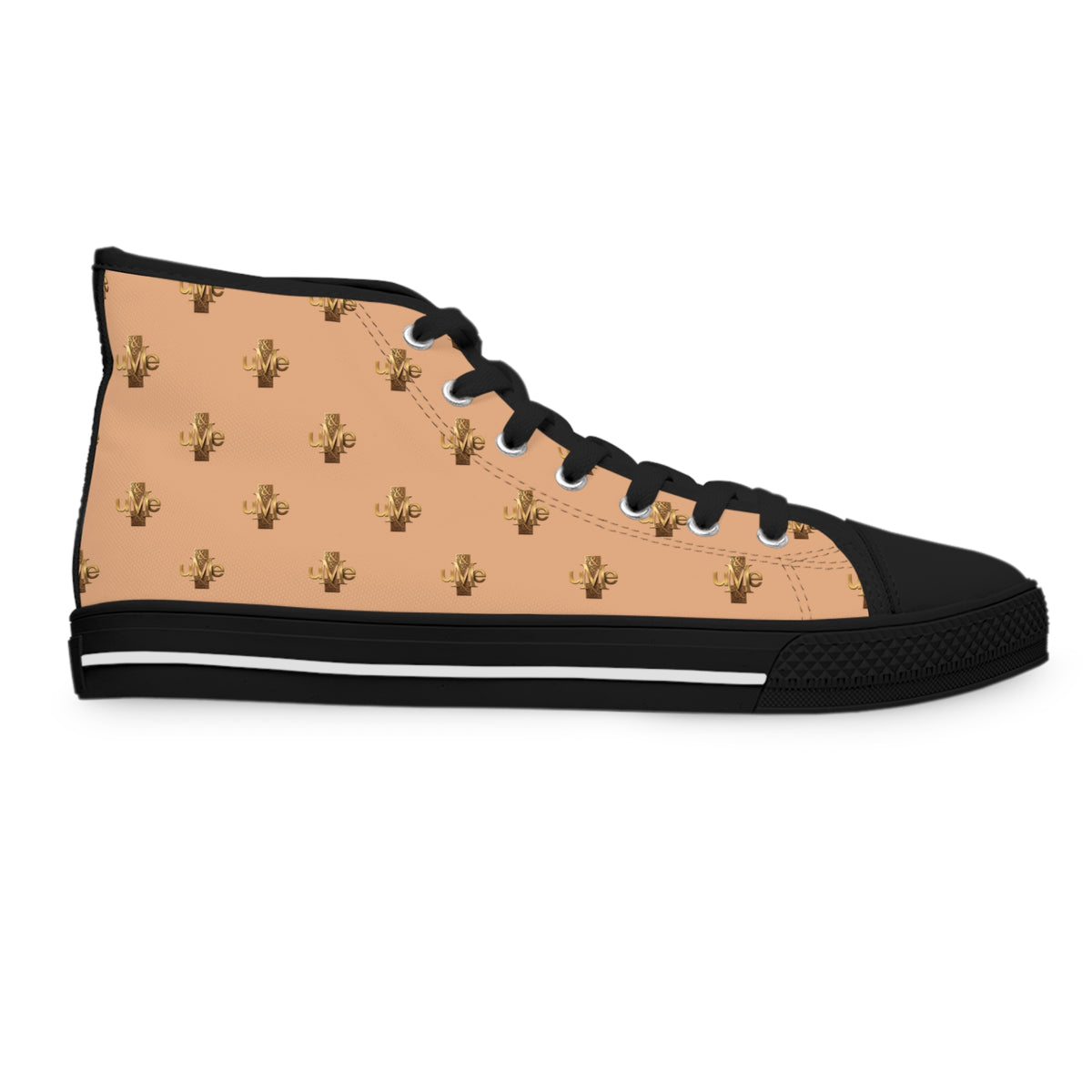 Women’s High-Top Sneakers — Light Peach All-Over Print