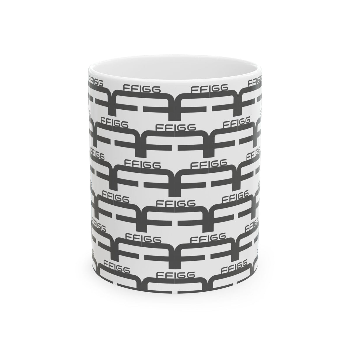 FFiGG Geometric Pattern Ceramic Mug — White