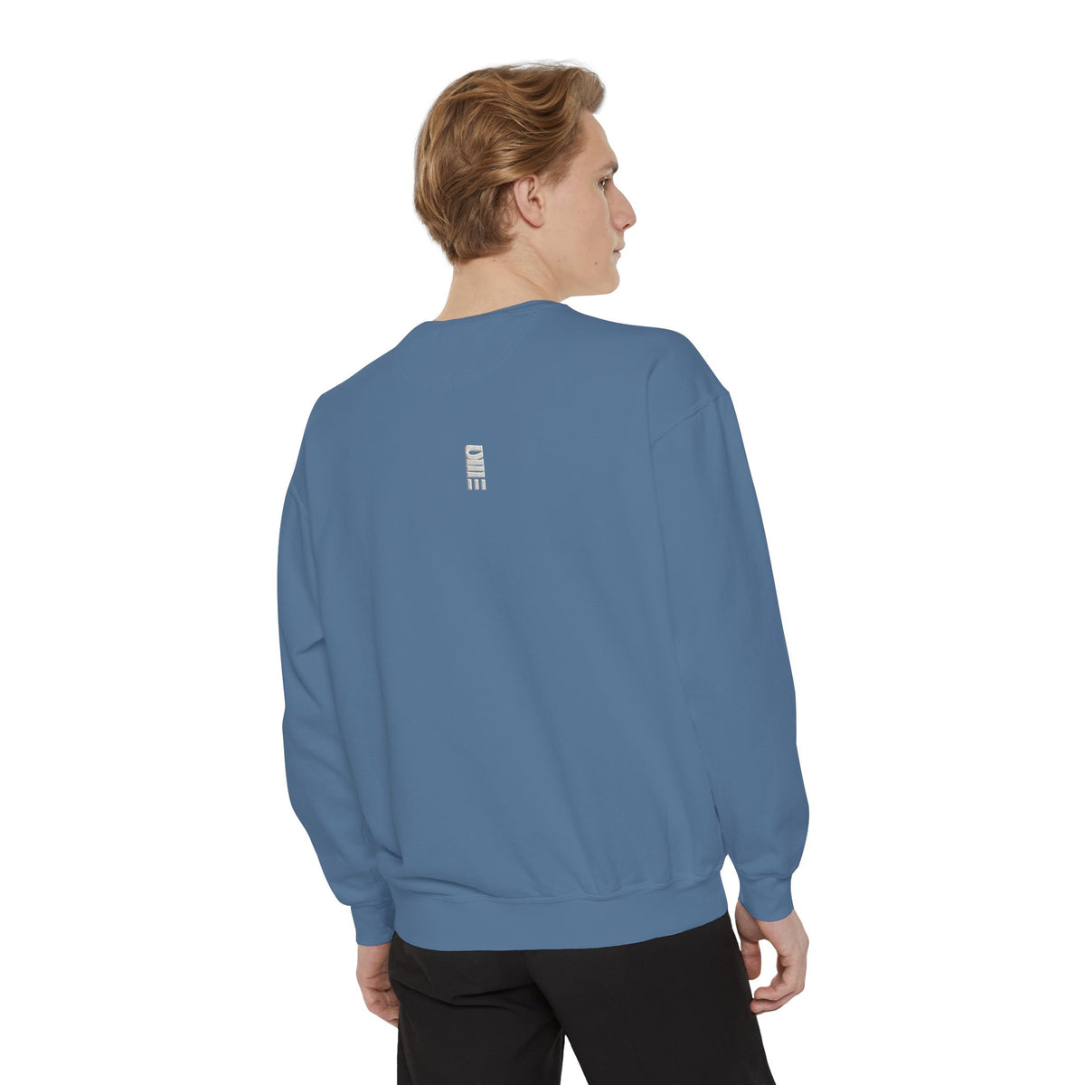 Garment-Dyed Crewneck Sweatshirt — Multi-Color Minimal Graphic