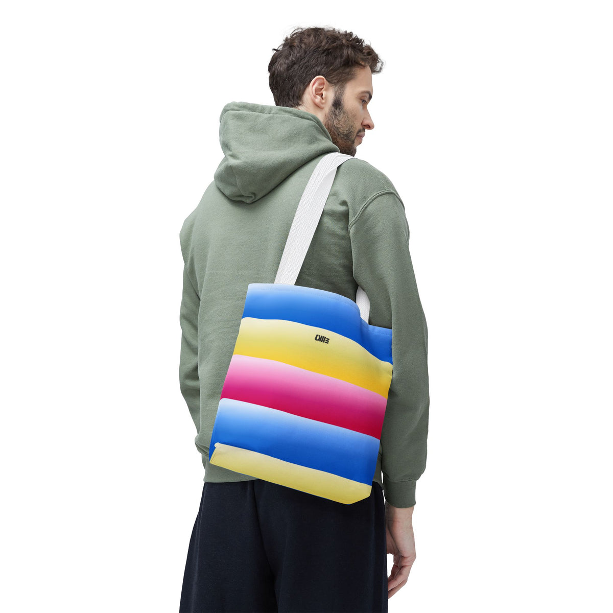 Colorful Pride Stripes Tote Bag – Pastel Blue, Yellow & Pink AOP