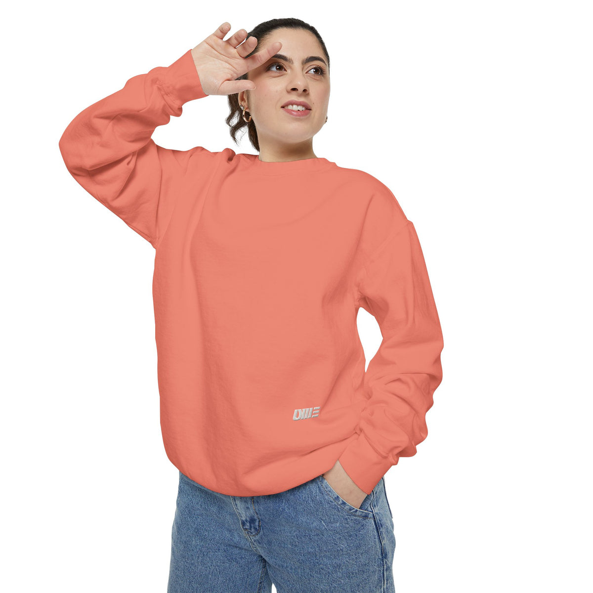 Garment-Dyed Crewneck Sweatshirt — Multi-Color Minimal Graphic
