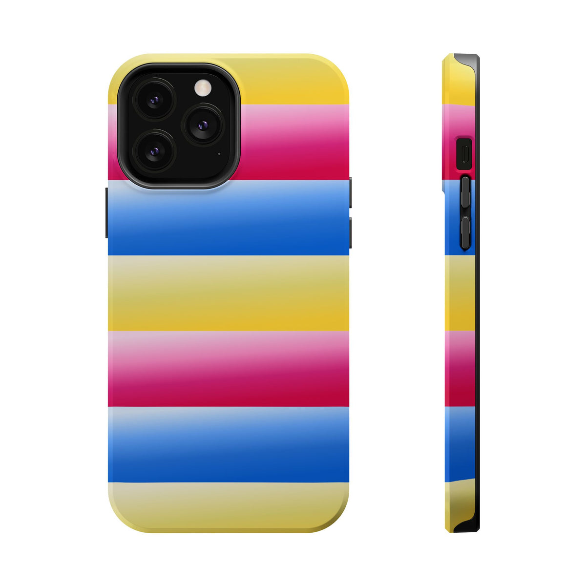 Striped Magnetic Impact-Resistant Phone Case — Colorful Pink Blue Yellow Protection