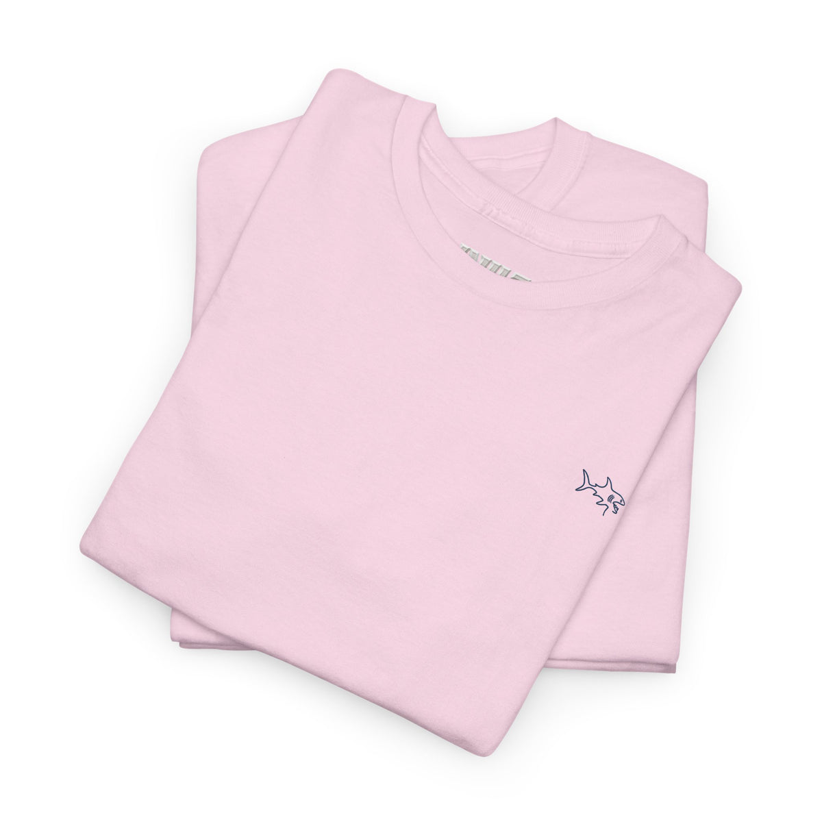 Minimalist string design Fish Tee — Small Chest Fish & Back 'OWE' Graphic
