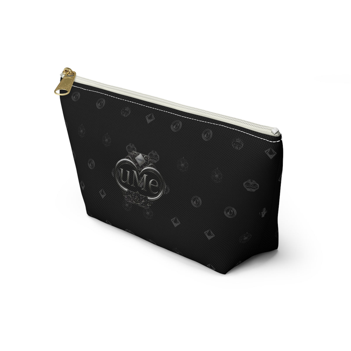 Black Luxe Logo Accessory Pouch — UME T-Bottom Cosmetic Bag