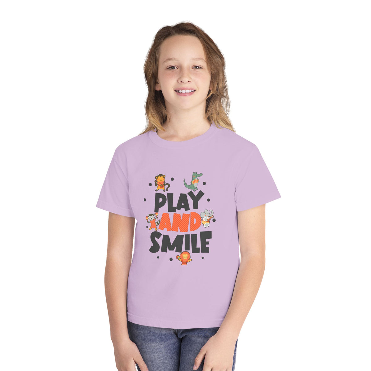 Play and Smile Youth Tee — Cute Animal Playtime Kids T‑Shirt