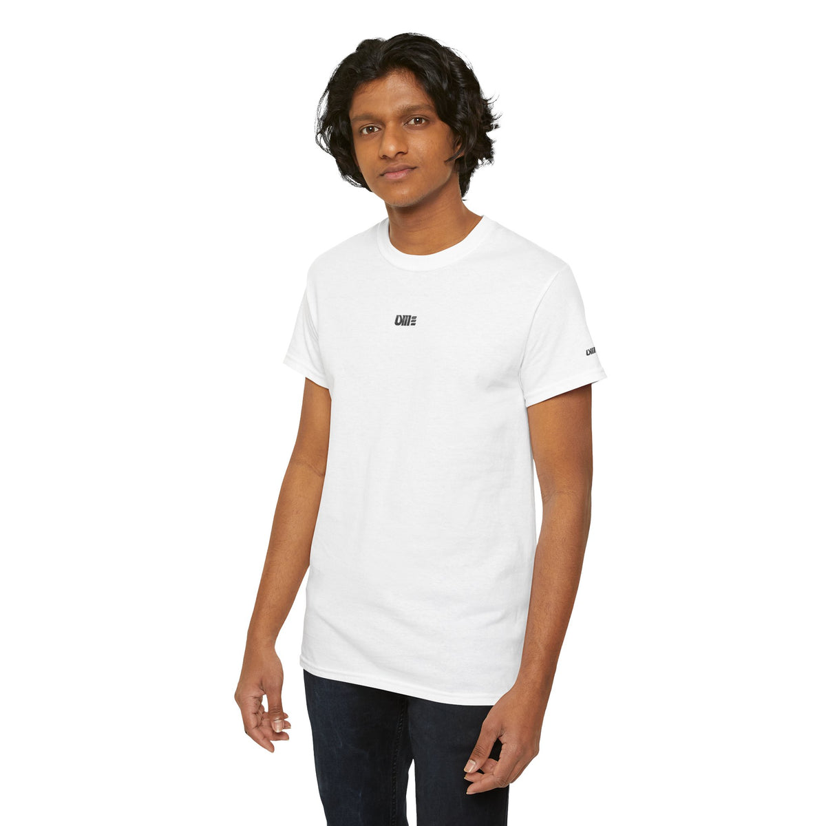 Minimalist Micro Logo Tee - White Cotton Casual Shirt