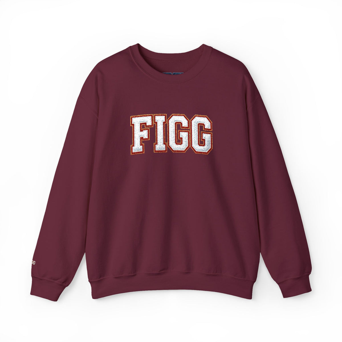 FFiGG Embroidered Collegiate Crewneck — Sport Grey, Black & More Colors