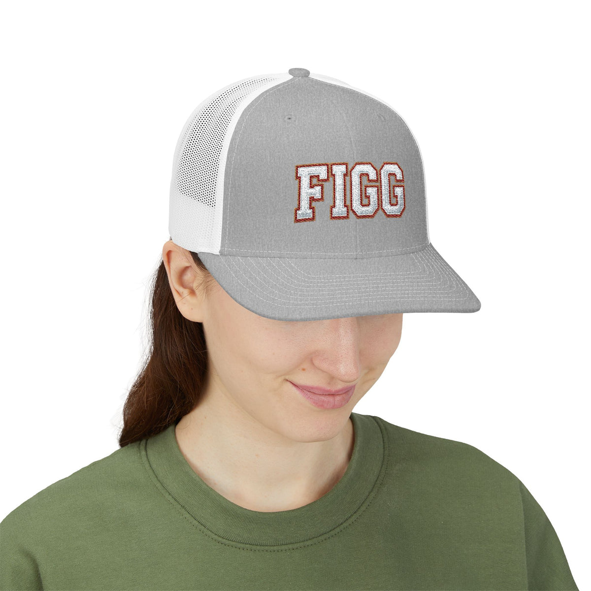 FFiGG Embroidered Vintage Trucker Cap — Black, Grey & Loden